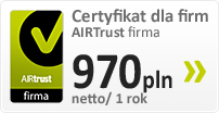 Certyfikat dla firm AIRtrust firma 630 zł netto/1 rok
