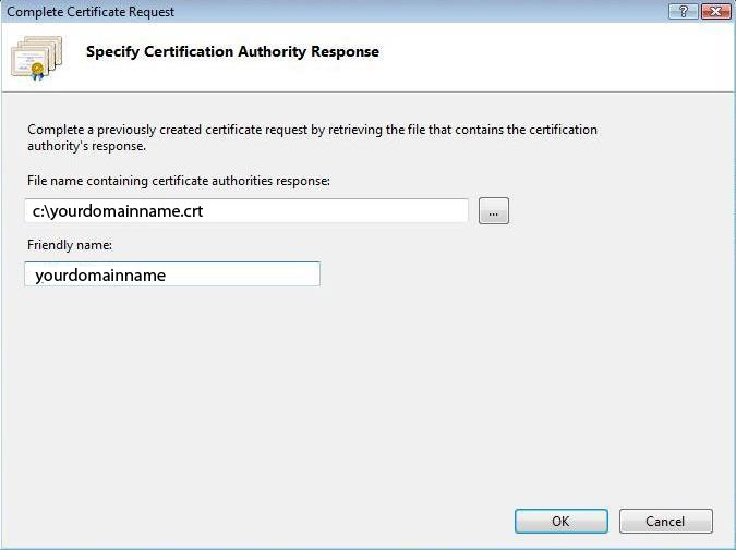 Complete Certificate Request - kreator