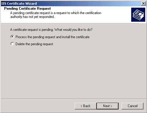 Process the Pending Request and Install the Certificate